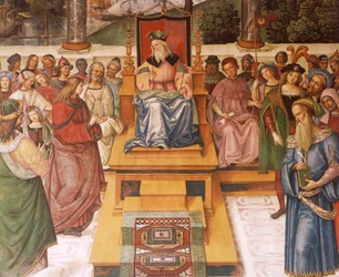 Enea Silvio Piccolomini encontrando o Rei James I da Escócia, detalhe das Histórias de Pio II