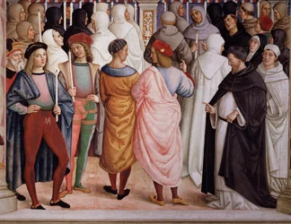 Pio II canonizou Santa Catarina de Siena em 1461. Detalhe - Fresco