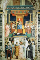 Pio II canonizando Santa Catarina de Sena em 1461