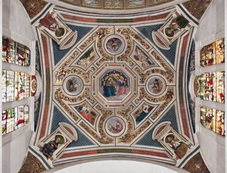 A Coroação da Virgem "Os Quatro Evangelistas" "As Sibilas" e "Os Doutores da Igreja" Abóbada do coro feita por Pinturicchio (Bernardino di Betto) (1454-1513) - 1508-1510 Basílica de Santa Maria del Popolo (Igreja de Santa Maria del Pop