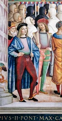 A Biblioteca Piccolomini, muro sudoeste: "Pio II canoniza Santa Catarina de Siena, 29 de Junho