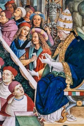 A Biblioteca Piccolomini, muro sudoeste: "Pio II preside a Dieta de Mântua, Junho1