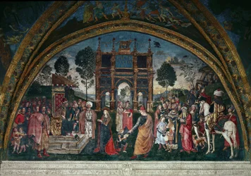 A disputa de Santa Catarina de Alexandria com o filósofo, diante do imperador romano Maxêncio (óleo sobre tela)