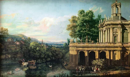 Capricho arquitetónico com um palácio