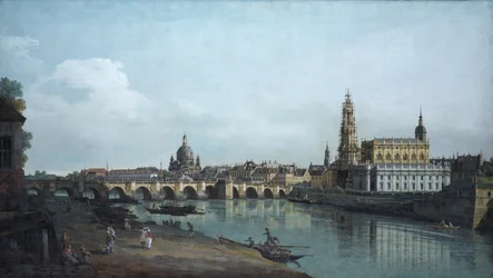 Dresden vista da margem direita do Elba, sob a Ponte de Augusto, 1748