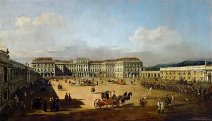 Palácio de Schönbrunn visto de frente, entre 1758 e 1761