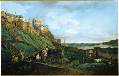 As ruínas de Theben an der March, Áustria (óleo sobre tela)