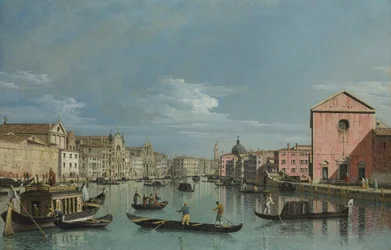 Veneza. Alcances superiores do Grande Canal de frente para Santa Croce, década de 1740
