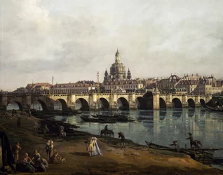 Vista de Dresden da margem direita do Elba, a montante da ponte de Augusto, c. 1750