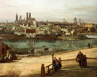 Vista de Munique de Haidhausen com o rio Isar no centro, detalhe