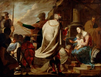 "Adoração dos Magos" Peinture de Bernardo Cavallino (1616-1656) vers 1640 - Óleo sobre tela Dim 101,5x127 cm Museu de História de Arte, Vienne