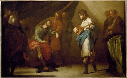 David a jogar perante Saul (óleo sobre tela)