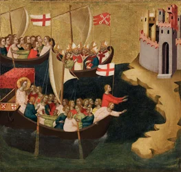 Chegada de Santa Úrsula em Colônia, c.1333 (têmpera e folha de ouro no painel)