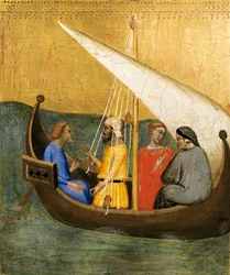 Painel Predella representando uma cena de "A Lenda da Cintura Sagrada"