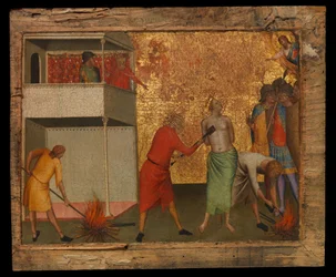 Santa Reparata Torturada com Ferros Incandescentes, c.1327-48 (tempera sobre madeira)