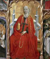Maria Madalena, detalhe do retábulo de Santa Maria Madalena (1437-1452), de Bernat Martorell (ca. 1400-1452), pintado em madeira. Arte gótica catalã.