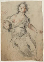 Figura alegórica, c.1635 (giz preto com giz vermelho)