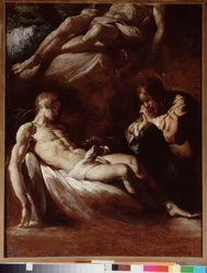 Estudo para a deposição Pintura por Bernardo Strozzi (1581-1644)