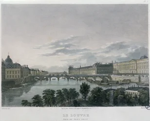 A Ponte Dourada Passerelle des Arts, Paris, 1832 (gravura a cores)