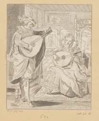 Senhor e senhora a tocar alaúde