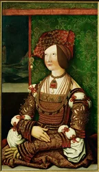 Bianca Maria Sforza, segunda esposa do imperador Maximiliano I (óleo sobre madeira)