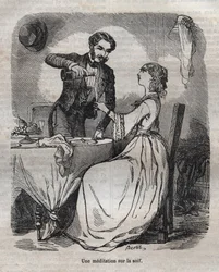 Meditação sobre a sede - gravura em "La Physiologie du gout" de Jean Anthelme Brillat Savarin (Brillat-Savarin