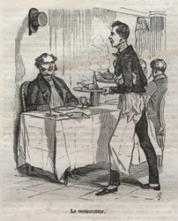 Le restaurateur - gravura em "La Physiologie du gout" de Jean Anthelme Brillat Savarin (Brillat-Savarin