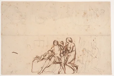 Vários rascunhos, incluindo o relevo "Adão e Eva" 1838 e o relevo "Atalante": Villa Torlonia 1837.