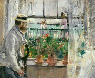 Eugene Manet (1834-92) na Ilha de Wight (óleo sobre tela)