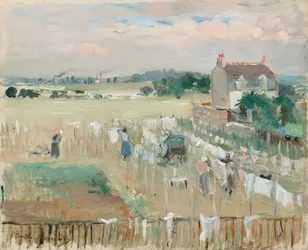 Pendurando a lavanderia para secar, 1875.