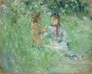 «Mulher e criança num prado em Bougival», 1882