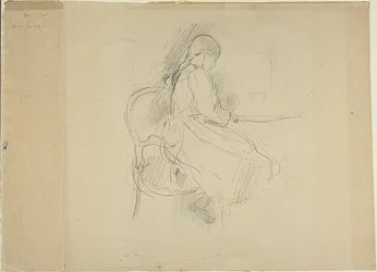 Jovem rapariga sentada à mesa