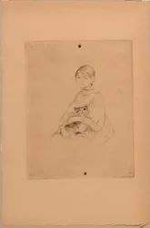 Rapariga com um gato, c.1888 (gravura)
