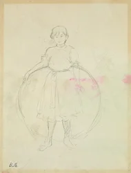 Rapariga com um aro, 1888 (grafite sobre papel)