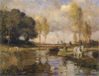 Paisagem com canal, século XX (óleo sobre tela)