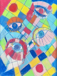 Gazes 1, 2024 (pastel sobre cartão)