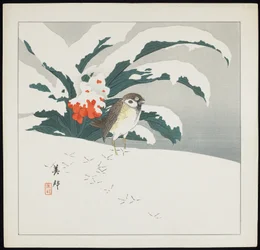 Pássaro na neve, início do século XX