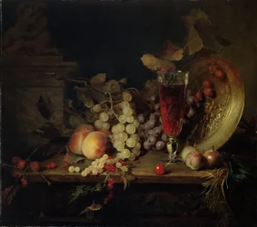 Ainda vida com frutas, copo de vinho, 1863