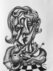 Picasso Reflecting, c.2021 (Carvão vegetal sobre papel)