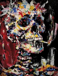 Skull With Spliff, c.2021-22 (Acrílico sobre tela)