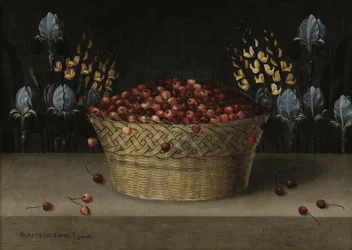 Natureza morta com cerejas, tremoços e íris, c.1610 (óleo sobre tela)