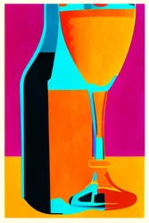 Garrafa em forma de copo de vinho com cores vivas