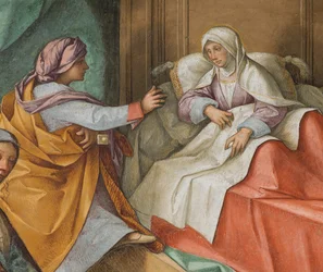Nave Central, Segundo Norte, Nascimento da Virgem, Boccaccio Boccaccino 1514-15, Detalhe