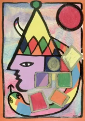 Arlequim, 2000 (óleo, pastel e nanquim sobre papel)