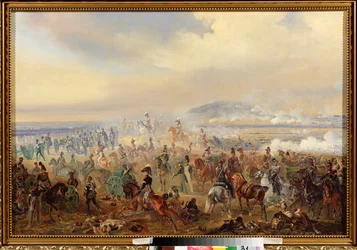 A Batalha de Leipzig em outubro de 1813 (ou Batalha das Nações, guerra napoleónica)