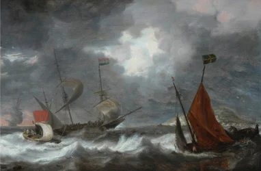 Tempestade marítima com veleiros, c. 1645