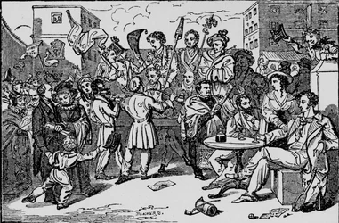 Uma eleição simulada na prisão de Kings Bench, c1828, 1912