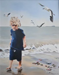 O rapaz da praia e as gaivotas