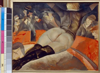 Au cirque - Peinture de Boris Dmitryevich Grigoriev (1886-1939), huile sur toile (50x62 cm), vers 1908 - (No circo, Oil on canvas de Boris Dmitryevich Grigoriev, ca 1908) - Museu Estatal F Shalyapin, Moscovo