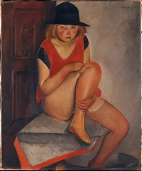 "La modele" (O Modelo) Peinture de Boris Grigoriev (1886-1939) ca 1926 - Óleo sobre tela Dim 72,7x60 cm Metropolitan Museum of Art, New York ©FineArtImage/Leemage